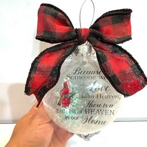 New Handmade Holiday Cardinal Memorial Ornament with Wings